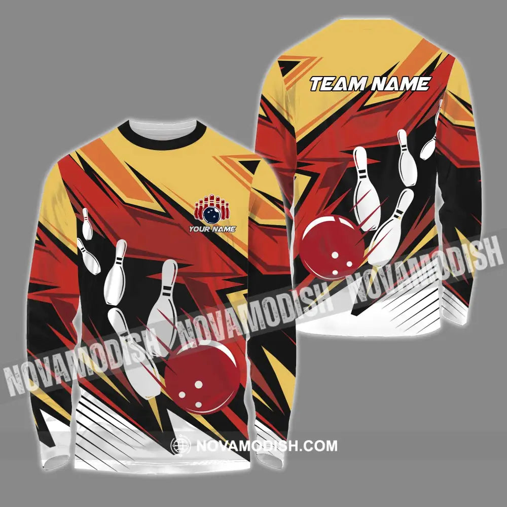 Unisex Shirt - Custom Name And Team Name Bowling Lover Shirt Bowling Hot Color Long Sleeve Shirt / S T-shirt