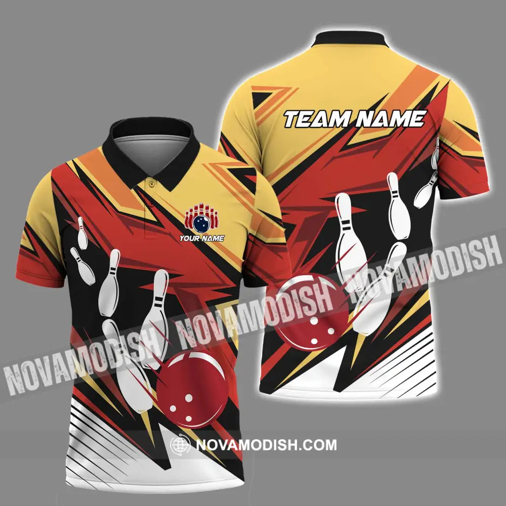 Unisex Shirt - Custom Name And Team Name Bowling Lover Shirt Bowling Hot Color Polo Shirt / S T-shirt