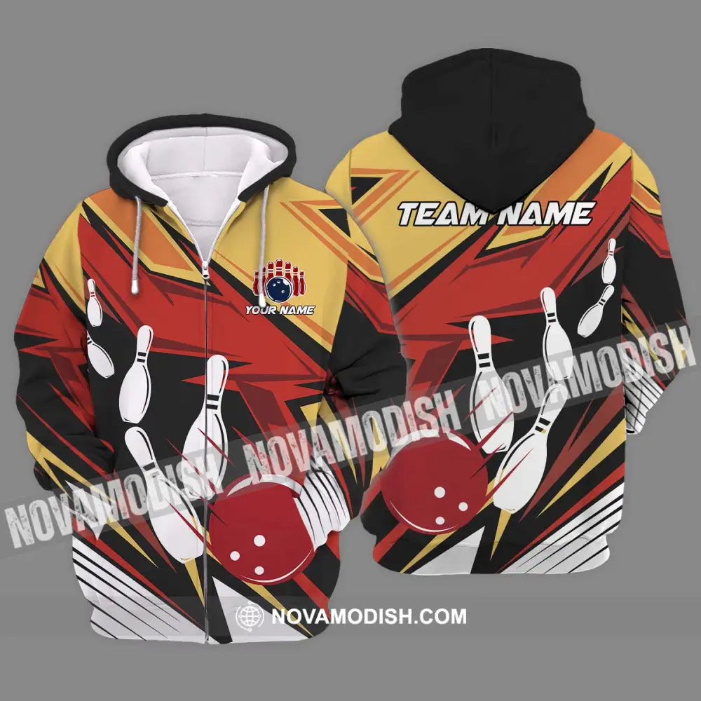 Unisex Shirt - Custom Name And Team Name Bowling Lover Shirt Bowling Hot Color Zipper Hoodie / S T-shirt