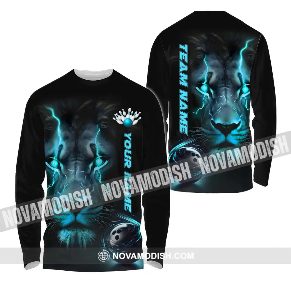 Unisex Shirt - Custom Name And Team Name Bowling Lover Shirt Lion Bowling Long Sleeve Shirt / S T-shirt