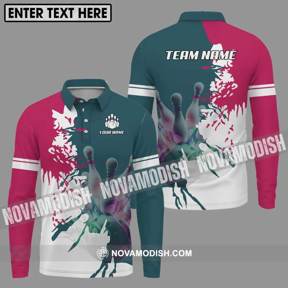 Unisex Shirt - Custom Name And Team Name Bowling Lover Shirt Long Sleeve Polo / S T-shirt
