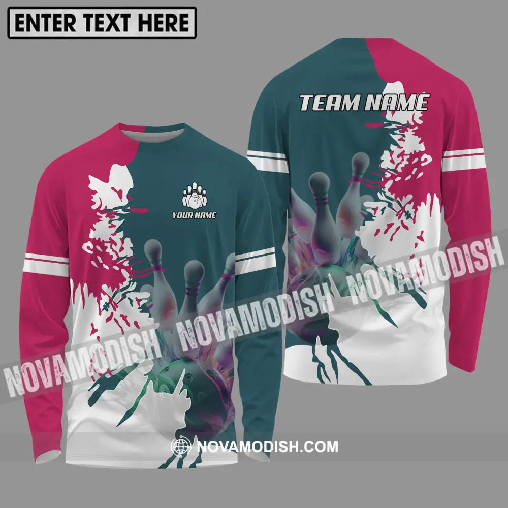Unisex Shirt - Custom Name And Team Name Bowling Lover Shirt Long Sleeve Shirt / S T-shirt