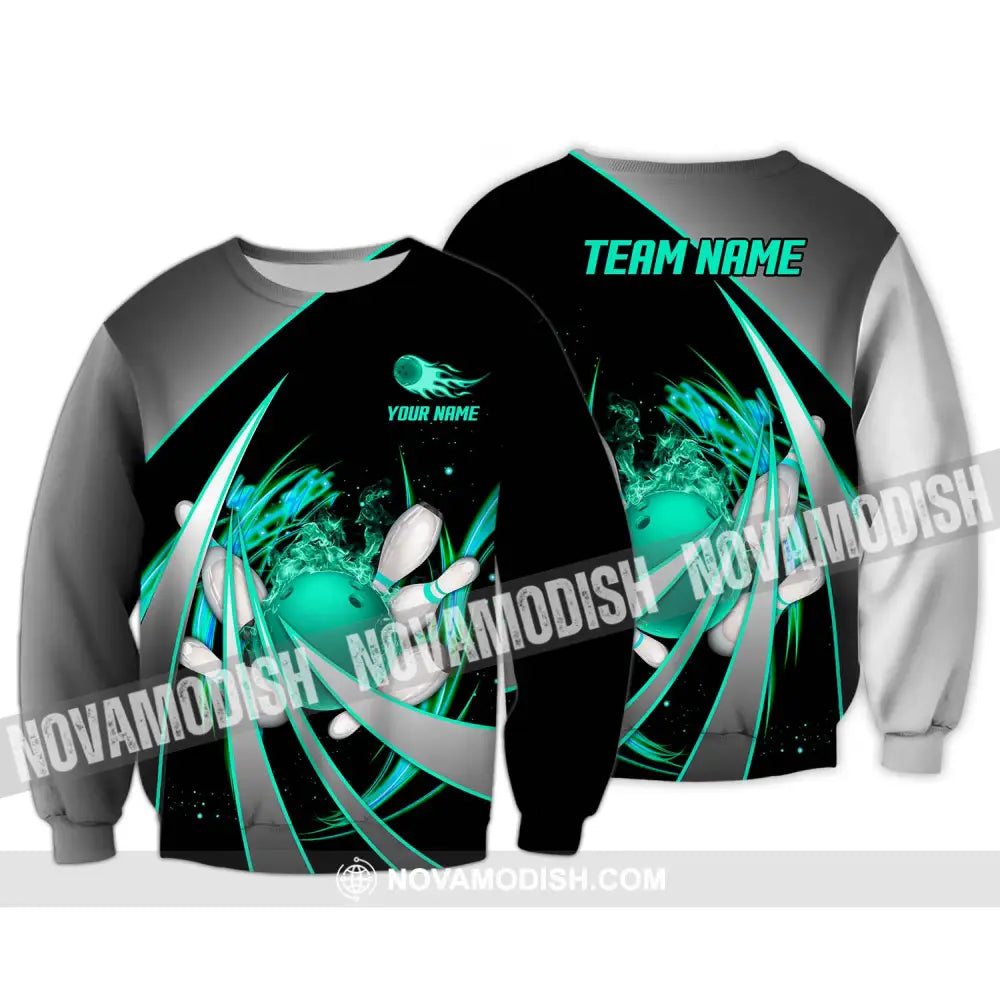 Unisex Shirt - Custom Name And Team Name Bowling Lover Shirt Bowling Neon Long Sleeve / S T-shirt
