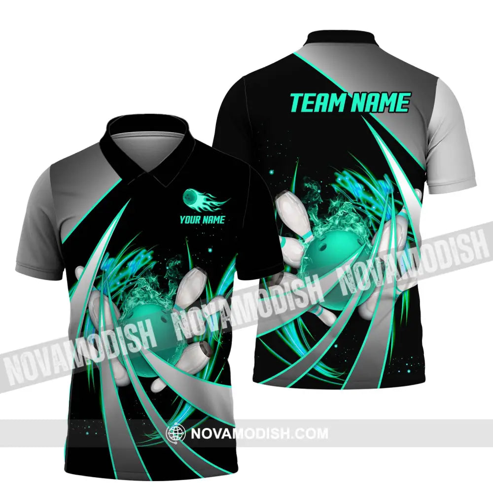 Unisex Shirt - Custom Name And Team Name Bowling Lover Shirt Bowling Neon Polo Shirt / S T-shirt