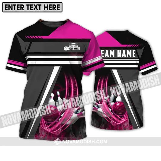 Unisex Shirt - Custom Name And Team Name Bowling Lover Shirt Pink Gray T-Shirt / S T-shirt