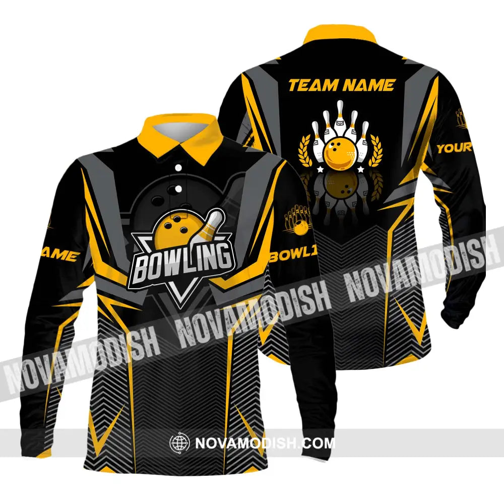 Unisex Shirt - Custom Name And Team Name Bowling Lover Shirt Race Bowling Long Sleeve Polo / S T-shirt