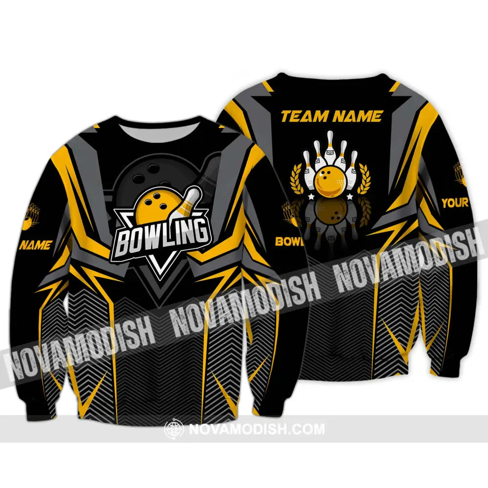 Unisex Shirt - Custom Name And Team Name Bowling Lover Shirt Race Bowling Long Sleeve / S T-shirt