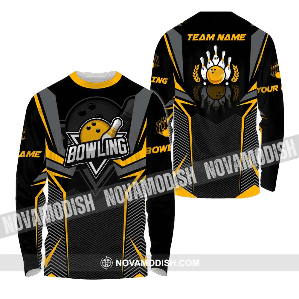 Unisex Shirt - Custom Name And Team Name Bowling Lover Shirt Race Bowling Long Sleeve Shirt / S T-shirt