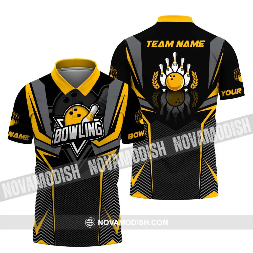 Unisex Shirt - Custom Name And Team Name Bowling Lover Shirt Race Bowling Polo Shirt / S T-shirt