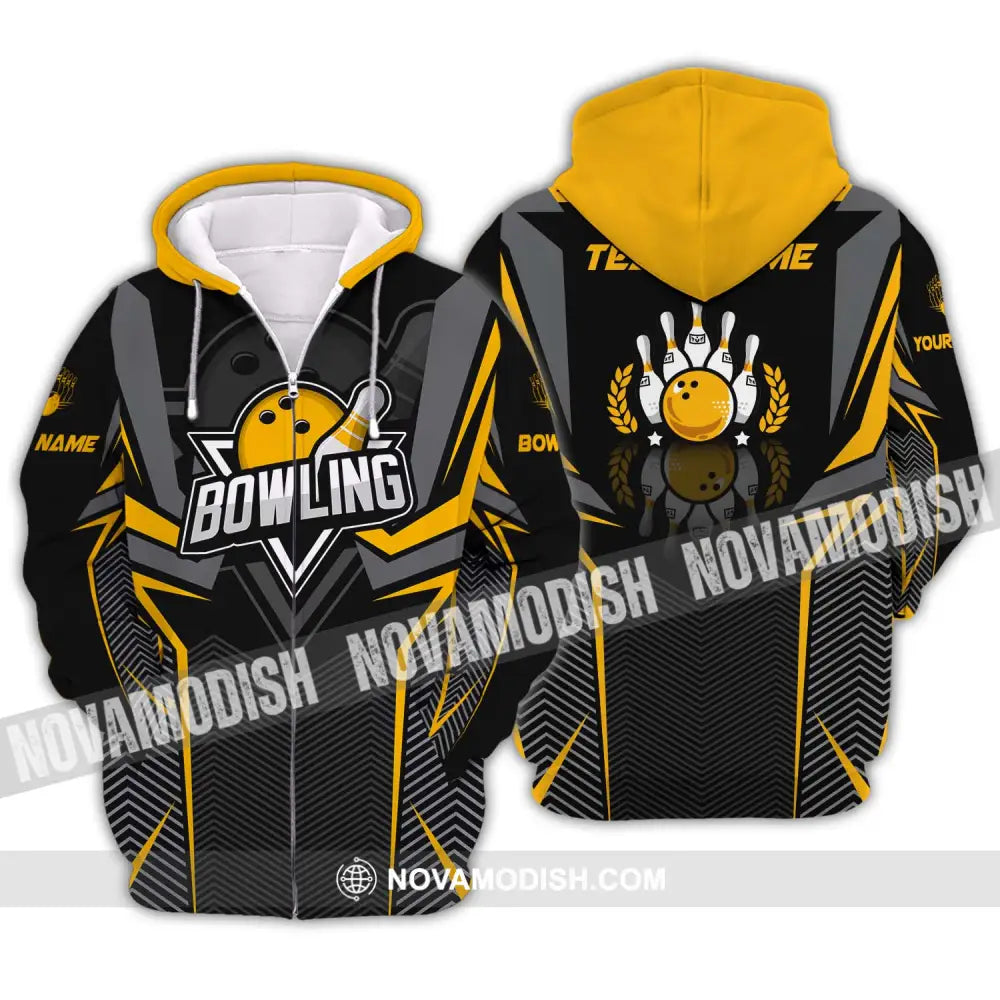 Unisex Shirt - Custom Name And Team Name Bowling Lover Shirt Race Bowling Zipper Hoodie / S T-shirt