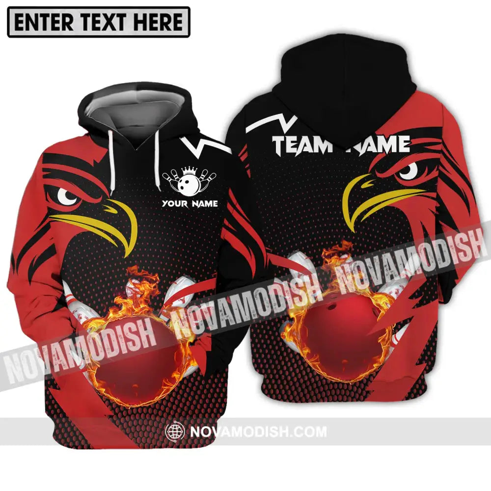 Unisex Shirt - Custom Name And Team Name Bowling Lover Shirt Red Eagle Bowling Hoodie / S T-shirt