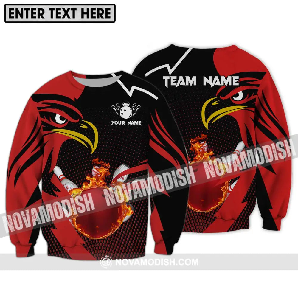 Unisex Shirt - Custom Name And Team Name Bowling Lover Shirt Red Eagle Bowling Long Sleeve / S T-shirt