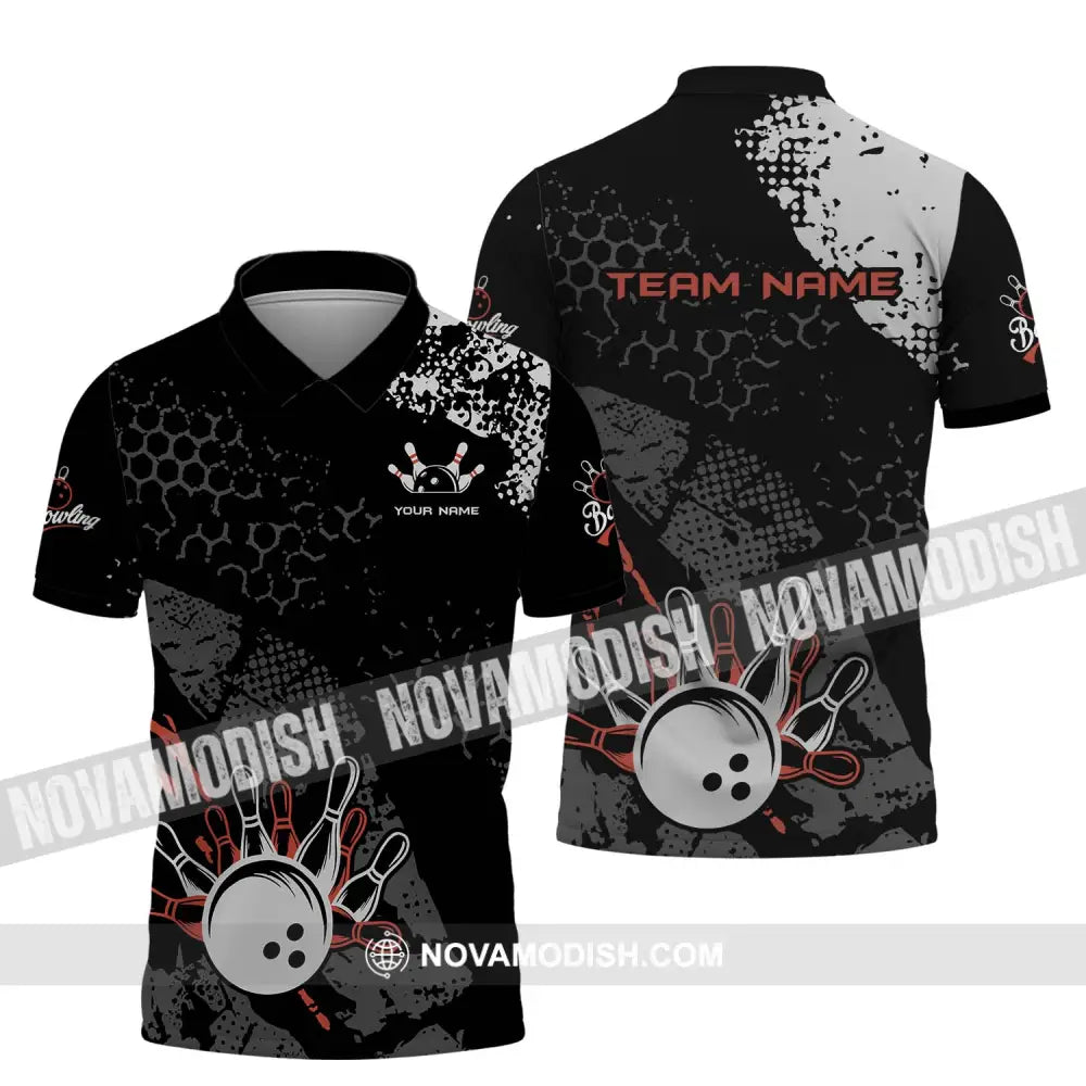 Unisex Shirt - Custom Name And Team Name Shirt - Bowling Lover T-shirt - Bowling Gift Polo Shirt / S T-shirt