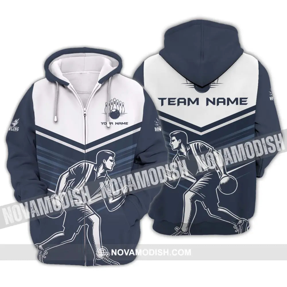 Unisex Shirt - Custom Name And Team Name Shirt Bowling Man Lover Shirt Zipper Hoodie / S T-shirt