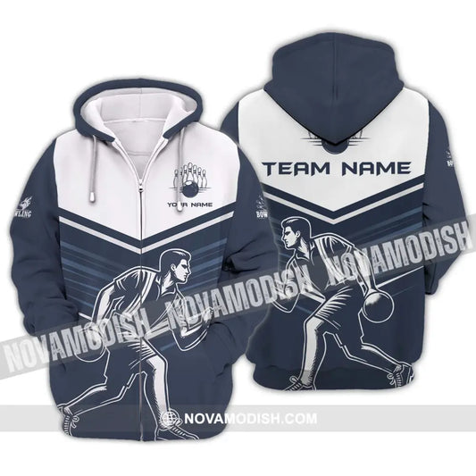 Unisex Shirt - Custom Name And Team Name Shirt Bowling Man Lover Shirt Zipper Hoodie / S T-shirt