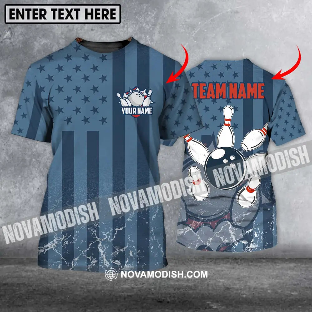 Unisex Shirt - Custom Name And Team Name Shirt Bowling Navy Ball Shirt T-shirt