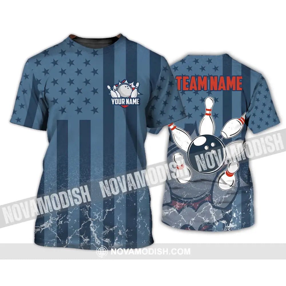 Unisex Shirt - Custom Name And Team Name Shirt Bowling Navy Ball Shirt T-Shirt / S T-shirt