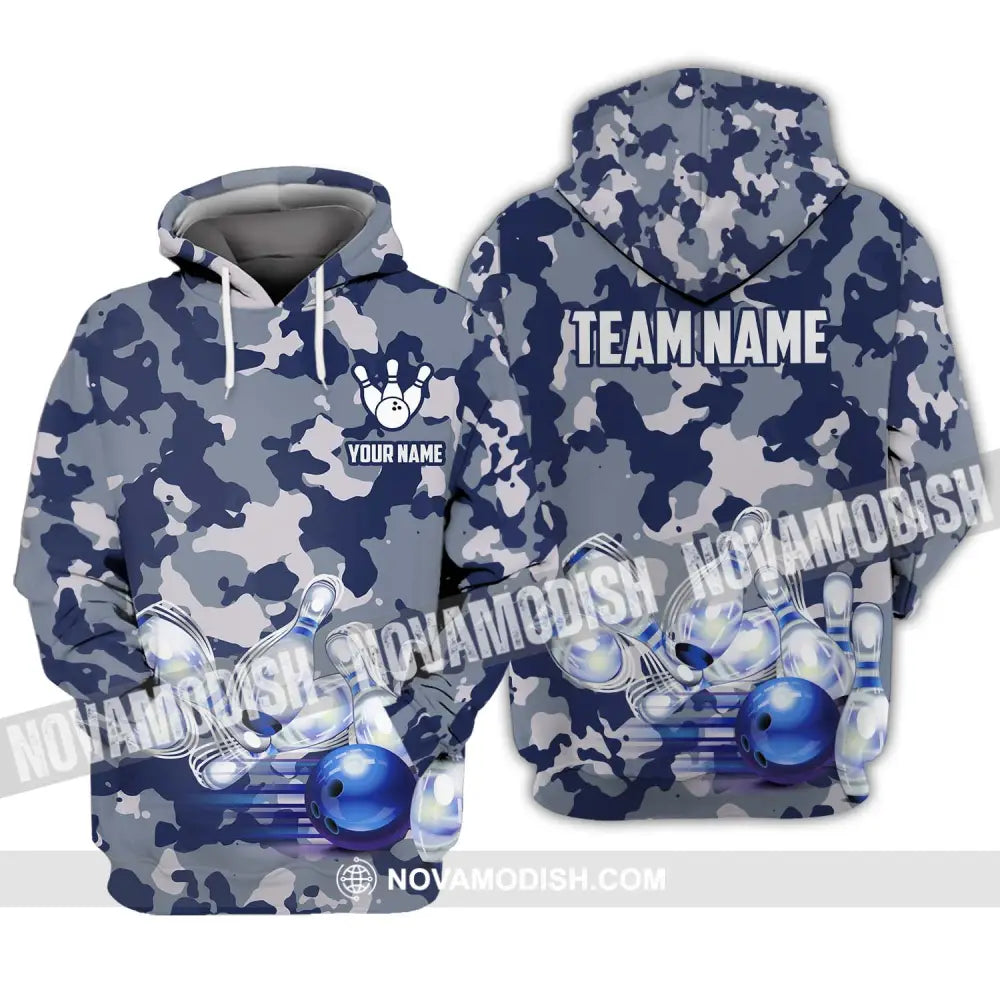 Unisex Shirt - Custom Name And Team Name Shirt Bowling Navy Pins Shirt Hoodie / S T-shirt