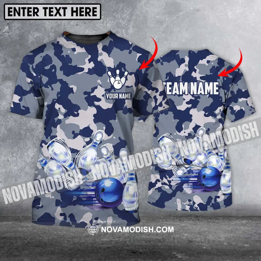 Unisex Shirt - Custom Name And Team Name Shirt Bowling Navy Pins Shirt T-shirt