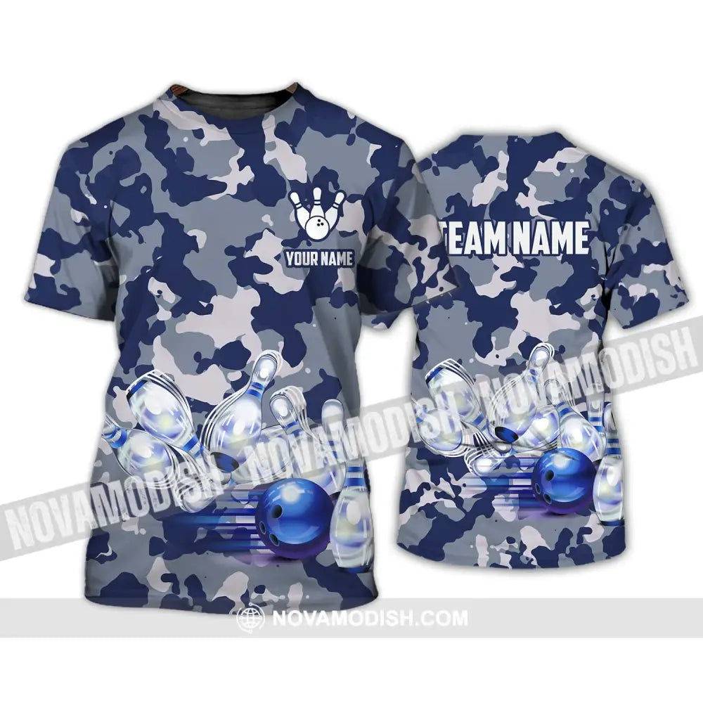 Unisex Shirt - Custom Name And Team Name Shirt Bowling Navy Pins Shirt T-Shirt / S T-shirt