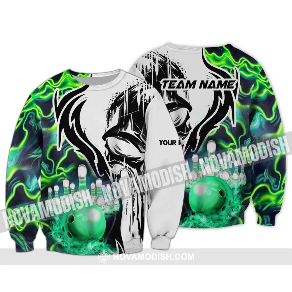 Unisex Shirt - Custom Name And Team Name Shirt Bowling Neon Line Color Shirt Long Sleeve / S T-shirt