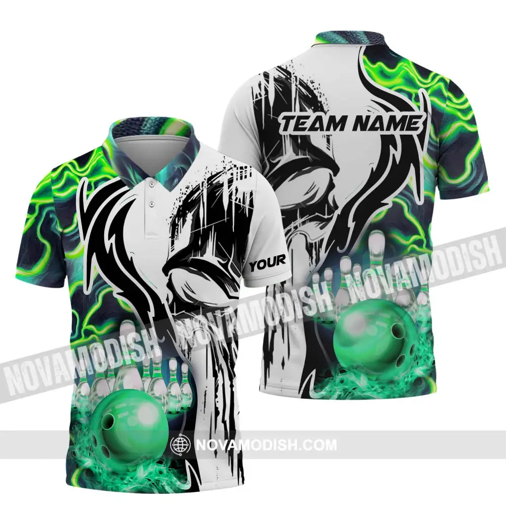 Unisex Shirt - Custom Name And Team Name Shirt Bowling Neon Line Color Shirt Polo Shirt / S T-shirt