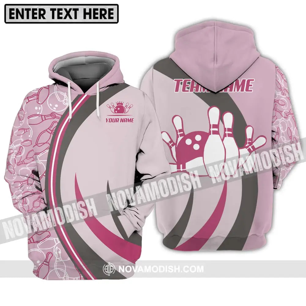 Unisex Shirt - Custom Name And Team Name Bowling Shirt Pink Bowling Hoodie / S T-shirt