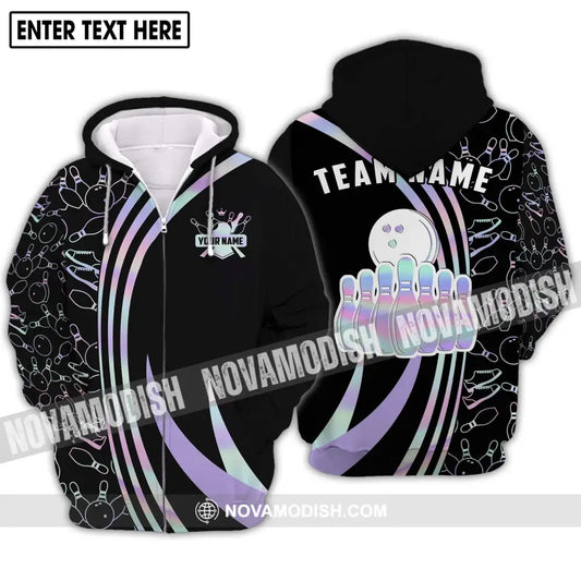 Unisex Shirt - Custom Name And Team Name Shirt - Bowling Player Gift - Bowling Shirt Zipper Hoodie / S T-shirt