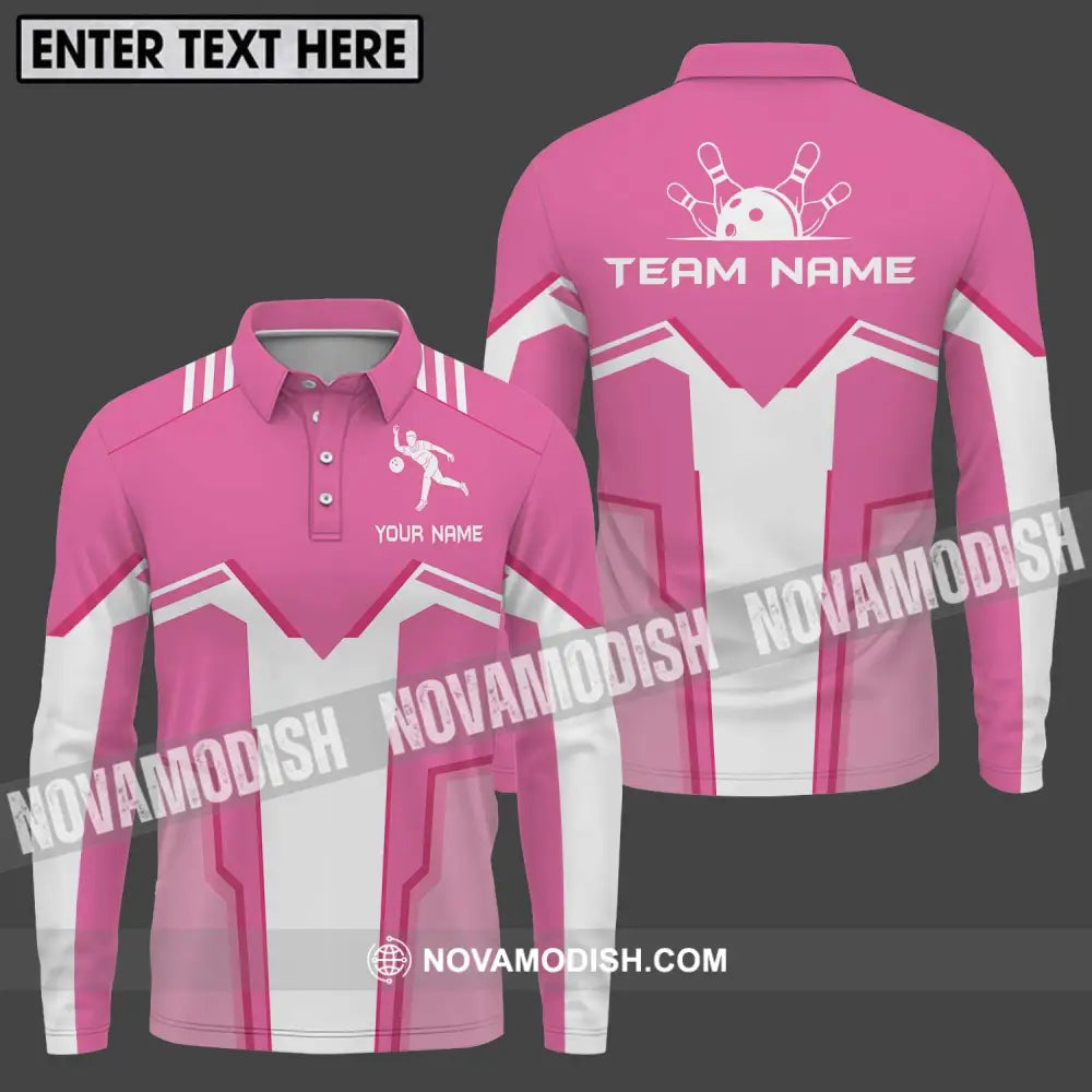 Unisex Shirt - Custom Name And Team Name Shirt Bowling Player Shirt Long Sleeve Polo / S T-shirt