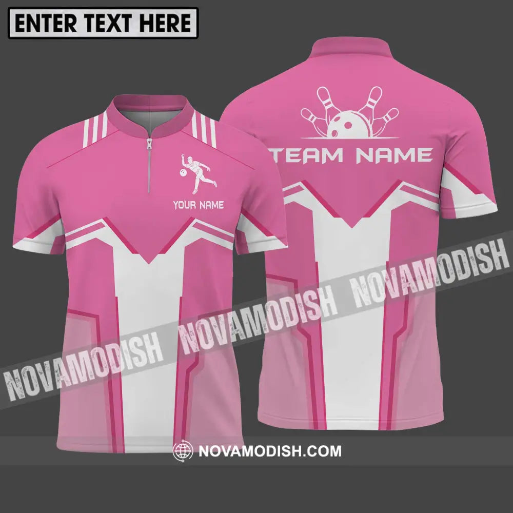 Unisex Shirt - Custom Name And Team Name Shirt Bowling Player Shirt Zipper Polo Shirt / S T-shirt