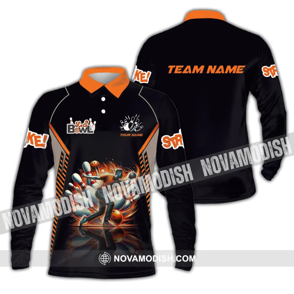 Unisex Shirt Custom Name And Team Bowling Polo Let’s Bowl T-Shirt Hoodie Long Sleeve / S