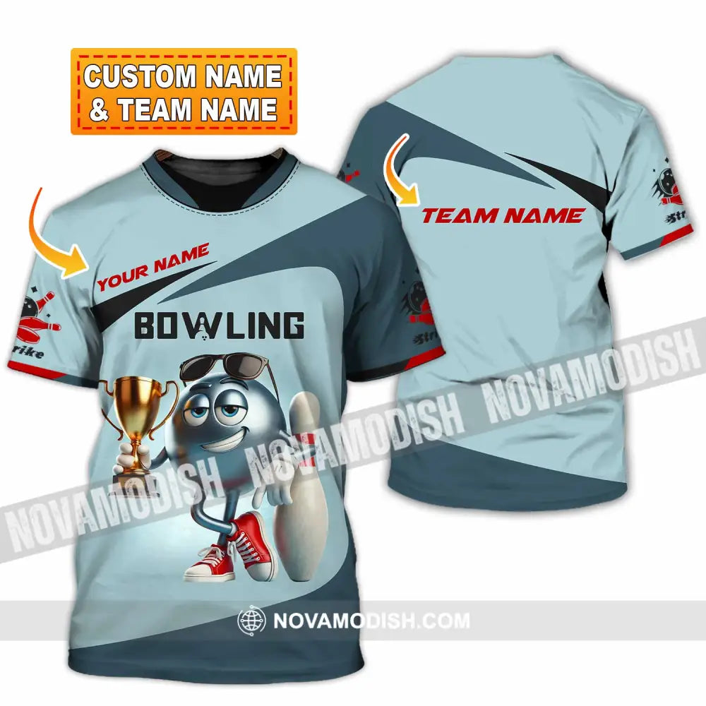 Unisex Shirt Custom Name And Team Bowling Polo Long Sleeve Love T-Shirt T-Shirt