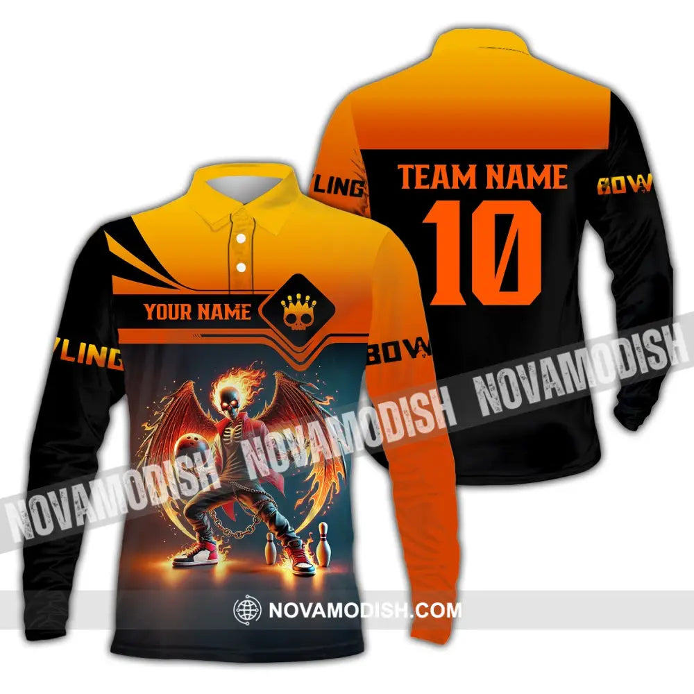 Unisex Shirt Custom Name And Team Bowling Polo Long Sleeve Love T-Shirt / S T-Shirt