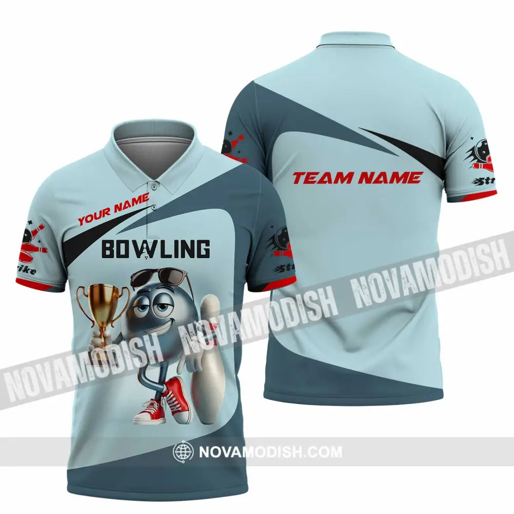 Unisex Shirt Custom Name And Team Bowling Polo Long Sleeve Love T-Shirt / S T-Shirt