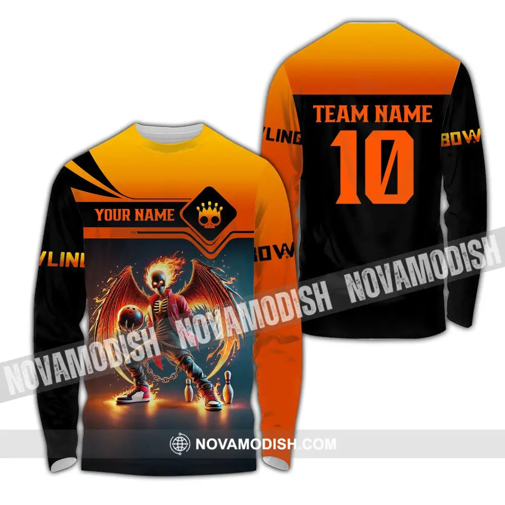 Unisex Shirt Custom Name And Team Bowling Polo Long Sleeve Love T-Shirt / S T-Shirt