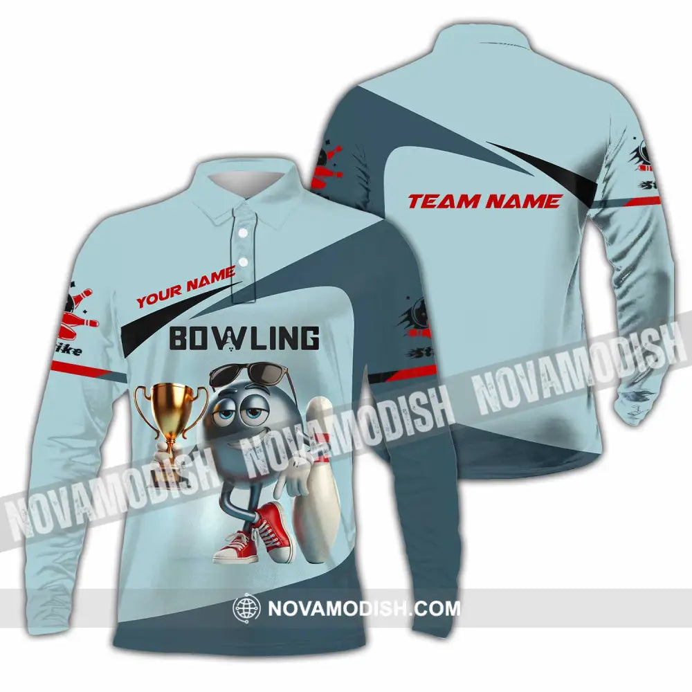 Unisex Shirt Custom Name And Team Bowling Polo Long Sleeve Love T-Shirt / S T-Shirt