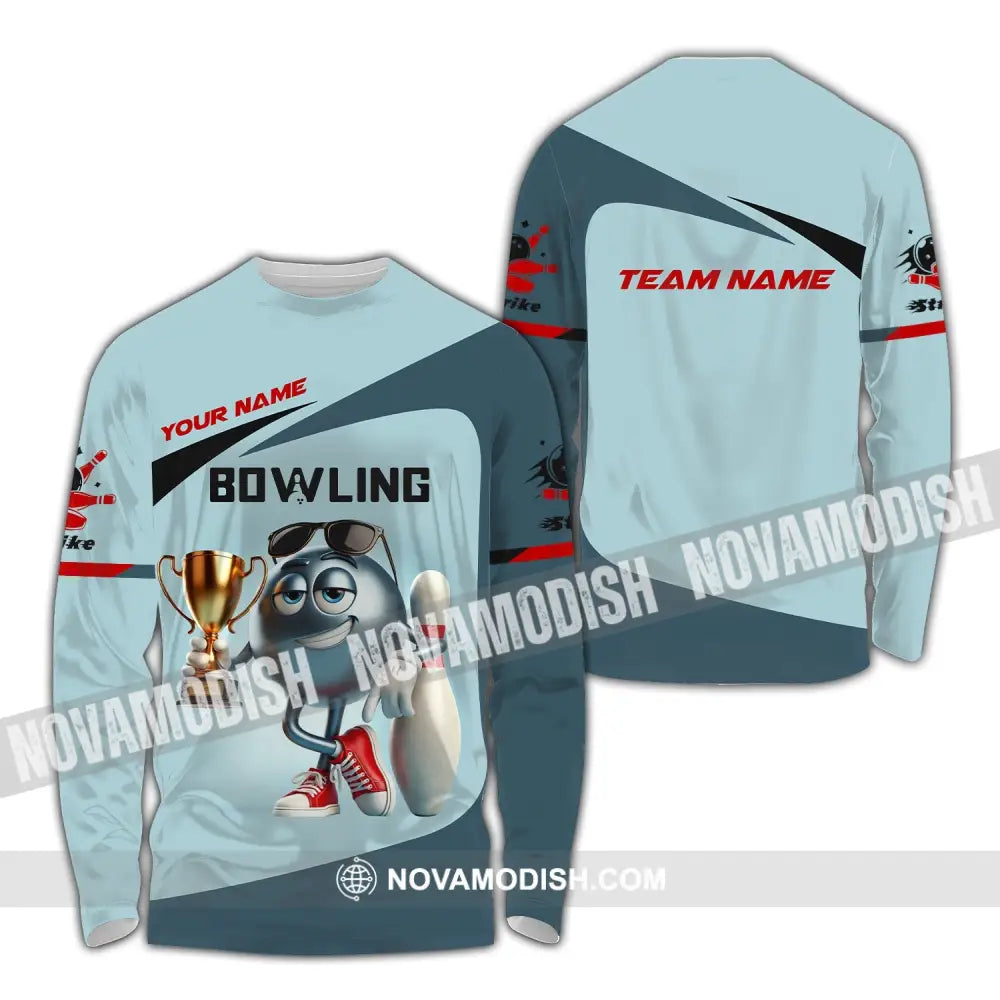 Unisex Shirt Custom Name And Team Bowling Polo Long Sleeve Love T-Shirt / S T-Shirt