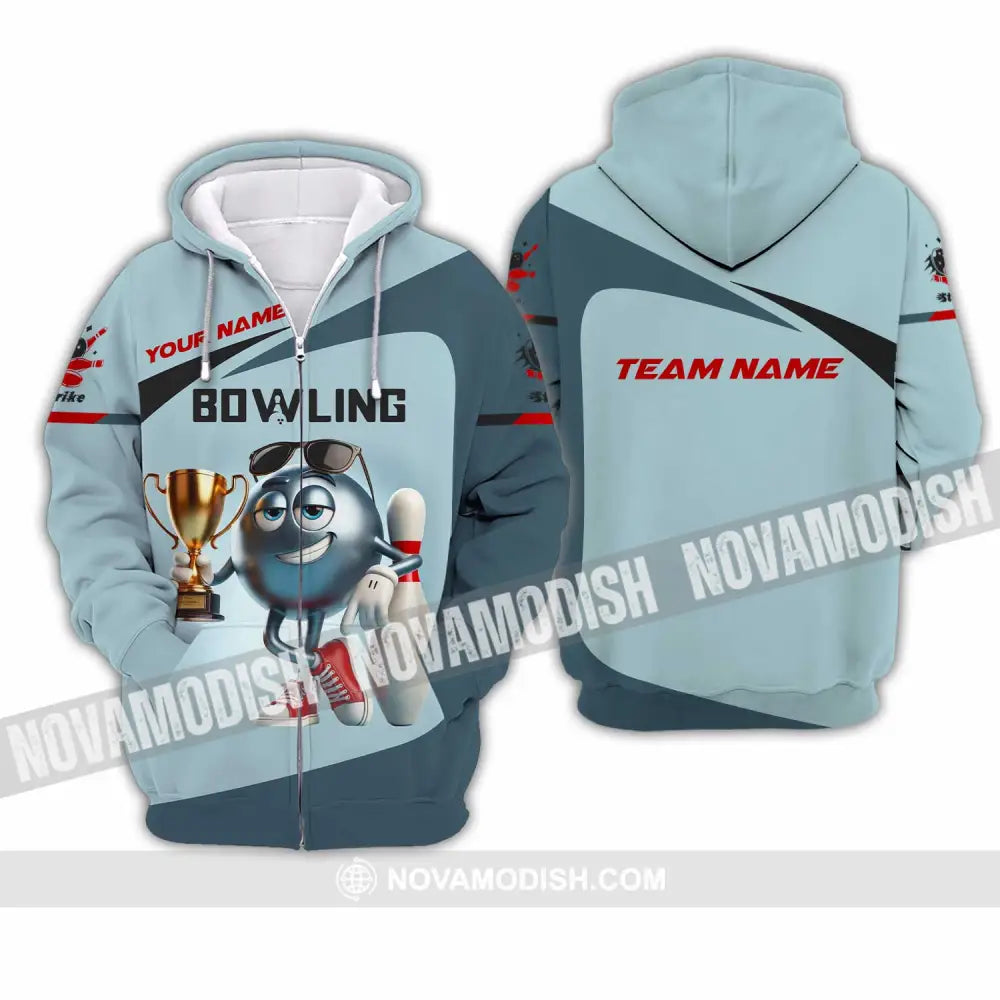 Unisex Shirt Custom Name And Team Bowling Polo Long Sleeve Love T-Shirt Zipper Hoodie / S T-Shirt