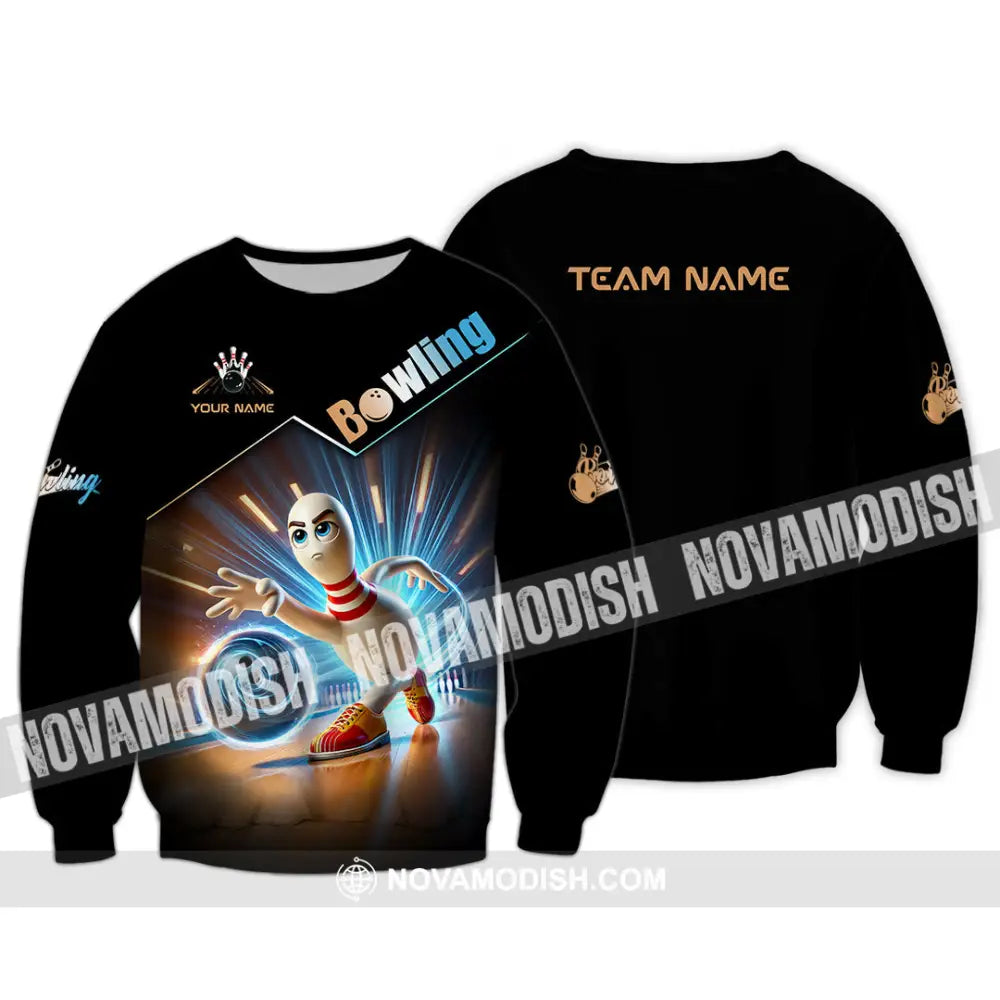 Unisex Shirt Custom Name And Team Bowling Polo Long Sleeve / S T-Shirt