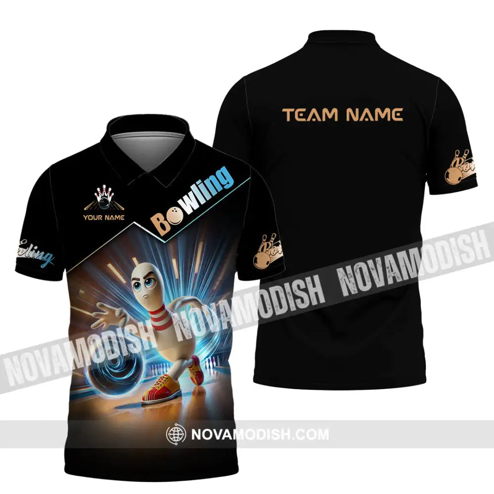 Unisex Shirt Custom Name And Team Bowling Polo Long Sleeve / S T-Shirt