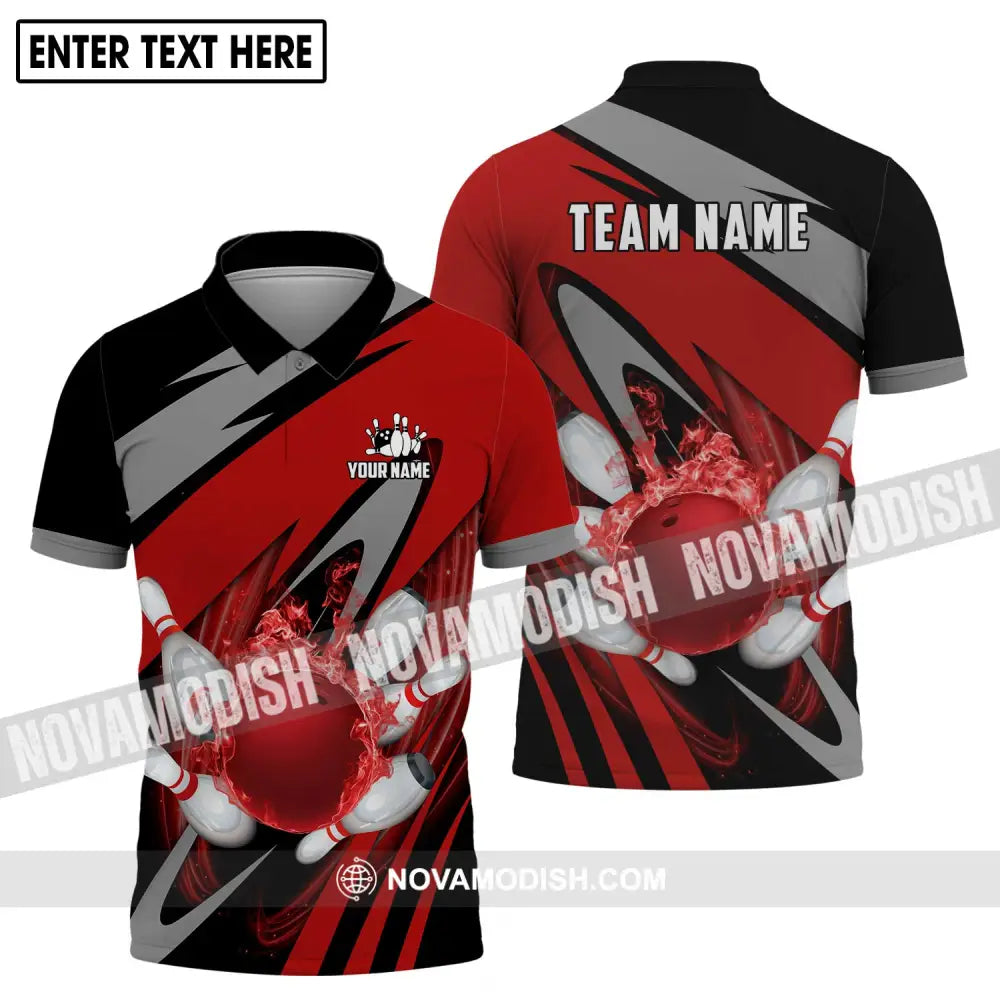 Unisex Shirt - Custom Name And Team Name Shirt - Bowling Polo Shirt - Bowling Lover Gift - Bowling Player Shirt Polo