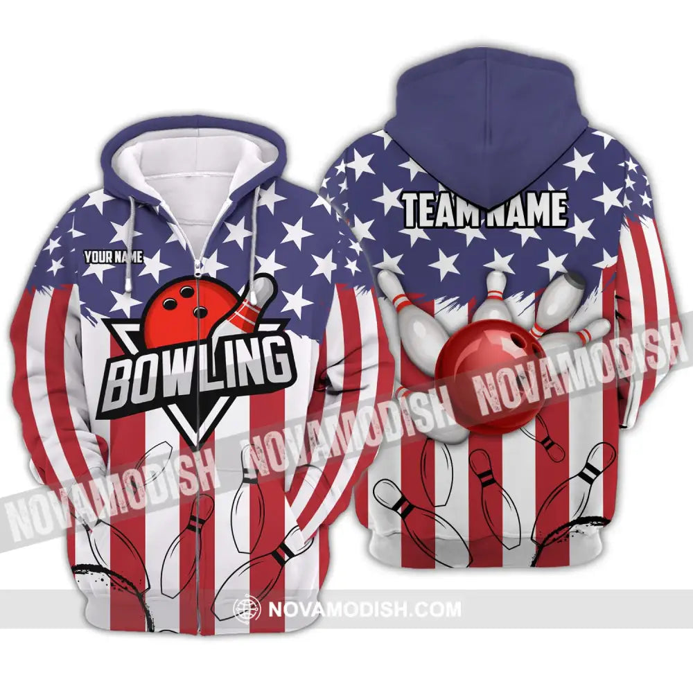 Unisex Shirt - Custom Name And Team Name Shirt - Bowling Polo Shirt - Bowling Lover Gift - Bowling Player Shirt Zipper