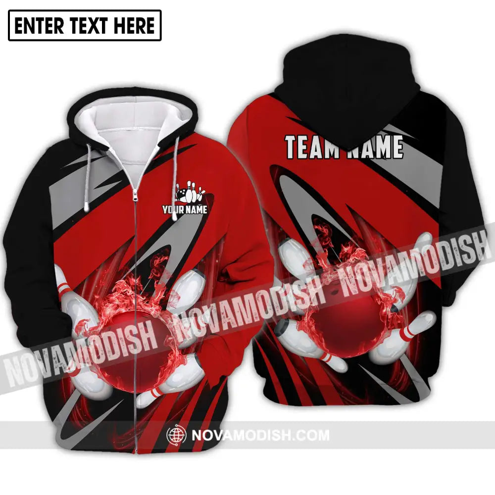 Unisex Shirt - Custom Name And Team Name Shirt - Bowling Polo Shirt - Bowling Lover Gift - Bowling Player Shirt Zipper