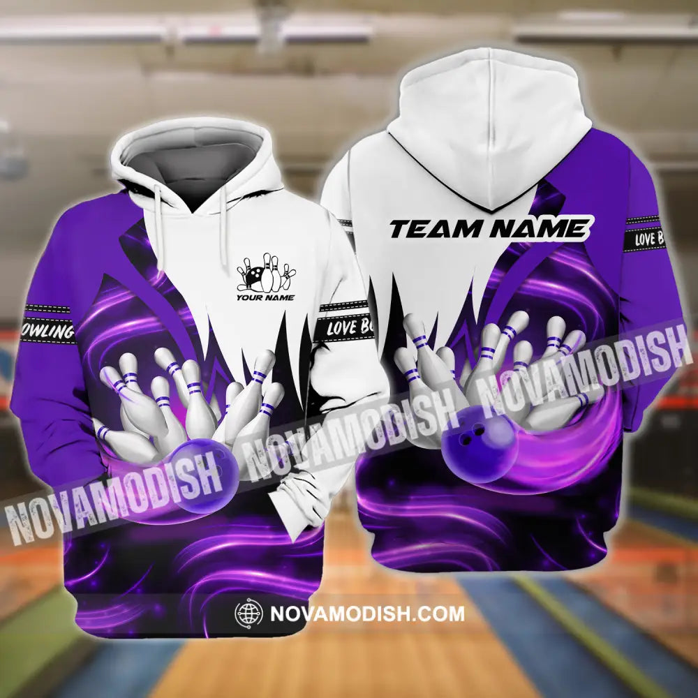 Unisex Shirt - Custom Name And Team Name Shirt Bowling Purple Motifs Hoodie / S T-shirt
