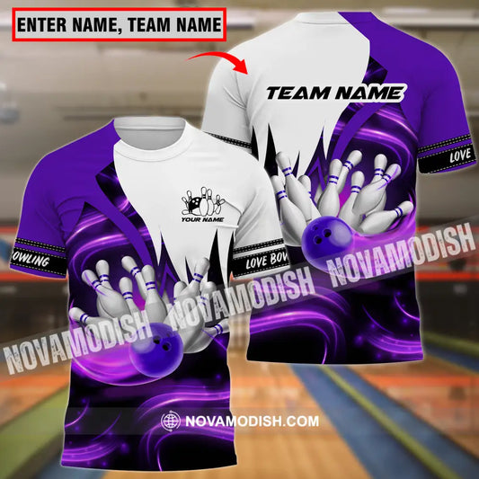 Unisex Shirt - Custom Name And Team Name Shirt Bowling Purple Motifs T-shirt