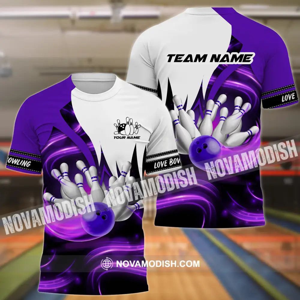 Unisex Shirt - Custom Name And Team Name Shirt Bowling Purple Motifs T-Shirt / S T-shirt
