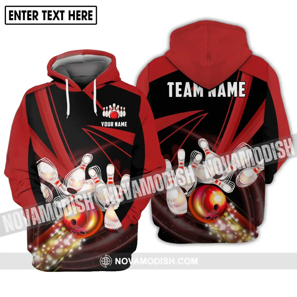 Unisex Shirt - Custom Name And Team Name Shirt Bowling Red Line Shirt Hoodie / S T-shirt