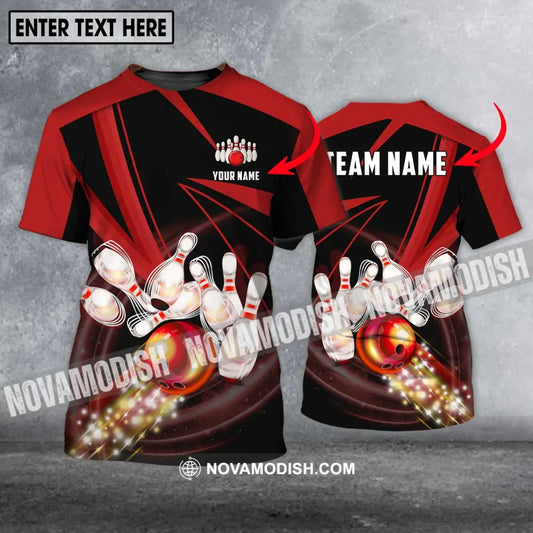 Unisex Shirt - Custom Name And Team Name Shirt Bowling Red Line Shirt T-shirt