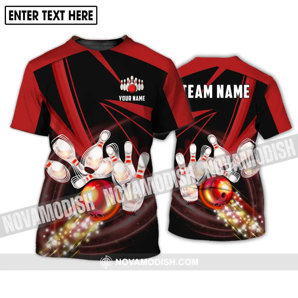 Unisex Shirt - Custom Name And Team Name Shirt Bowling Red Line Shirt T-Shirt / S T-shirt