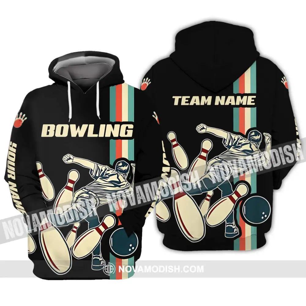 Unisex Shirt - Custom Name And Team Name Bowling Shirt Retro Color Hoodie / S T-shirt